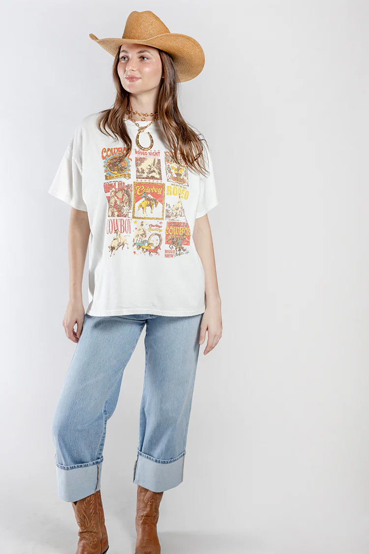 Cowboy Poster Graphic T-Shirt - White - Image 2