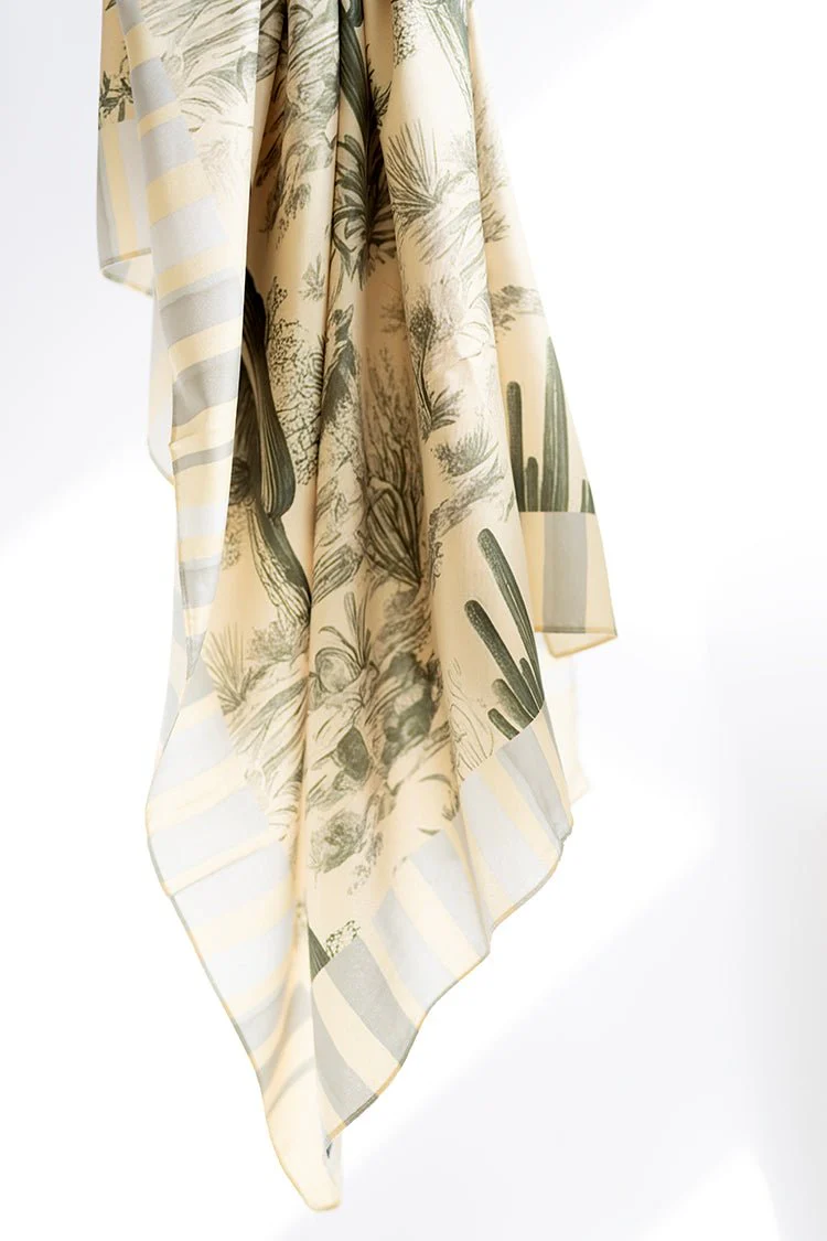 Yellow and Green Cactus Large Square Scarf - Image 4